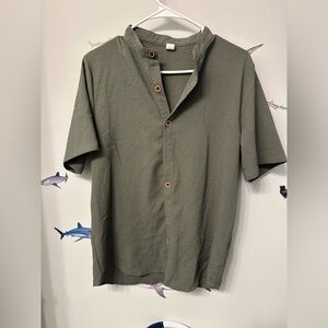 Boys Olive Green Button-Up Shirt